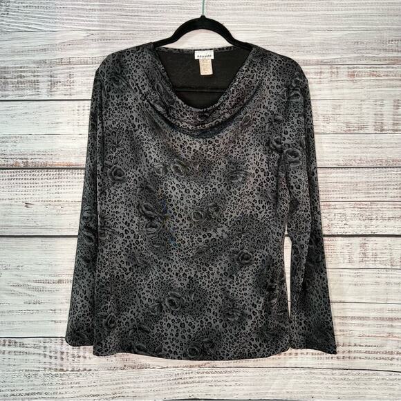Y2K Cowl Neck Animal Print Rose Whimsigoth Top Nexxen 2 XL - Picture 4 of 6